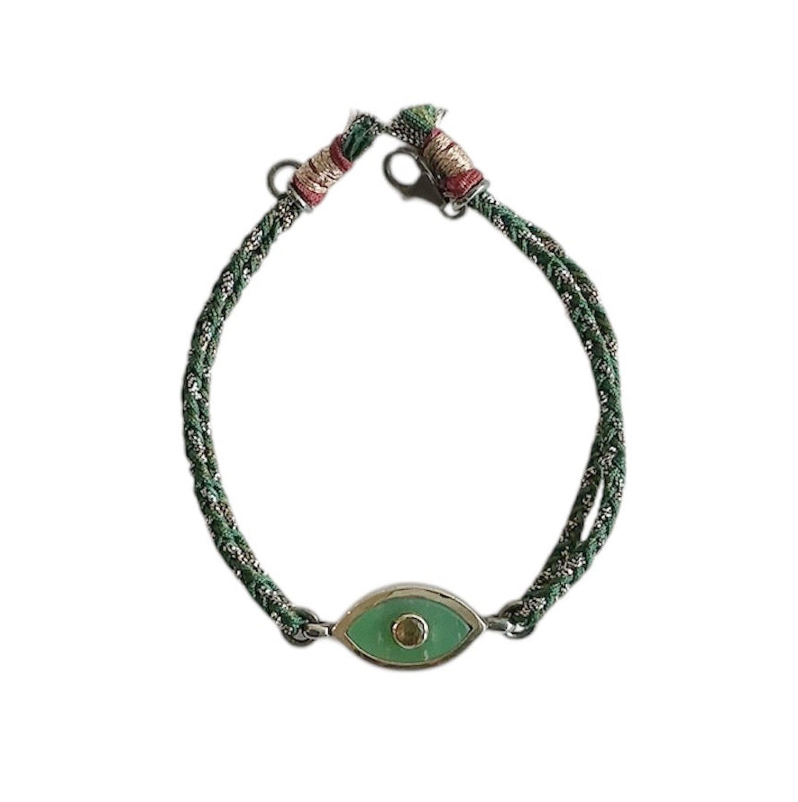 Chrysoprase and Tourmaline Mini Evil Eye Bracelet