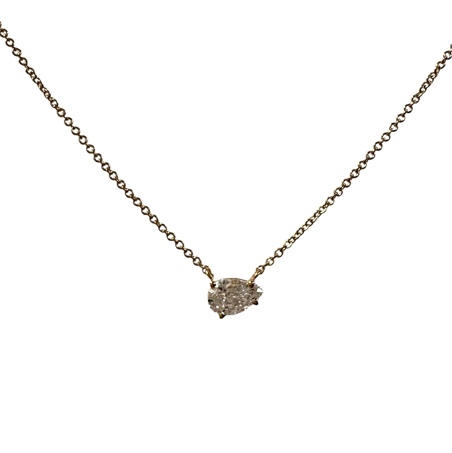 East-West Pear Lab Diamond Necklace
