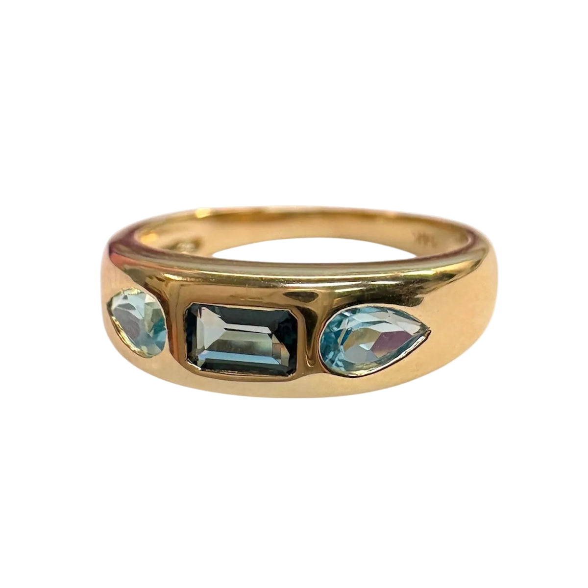 Two Tone Blue Topaz Gold Ring
