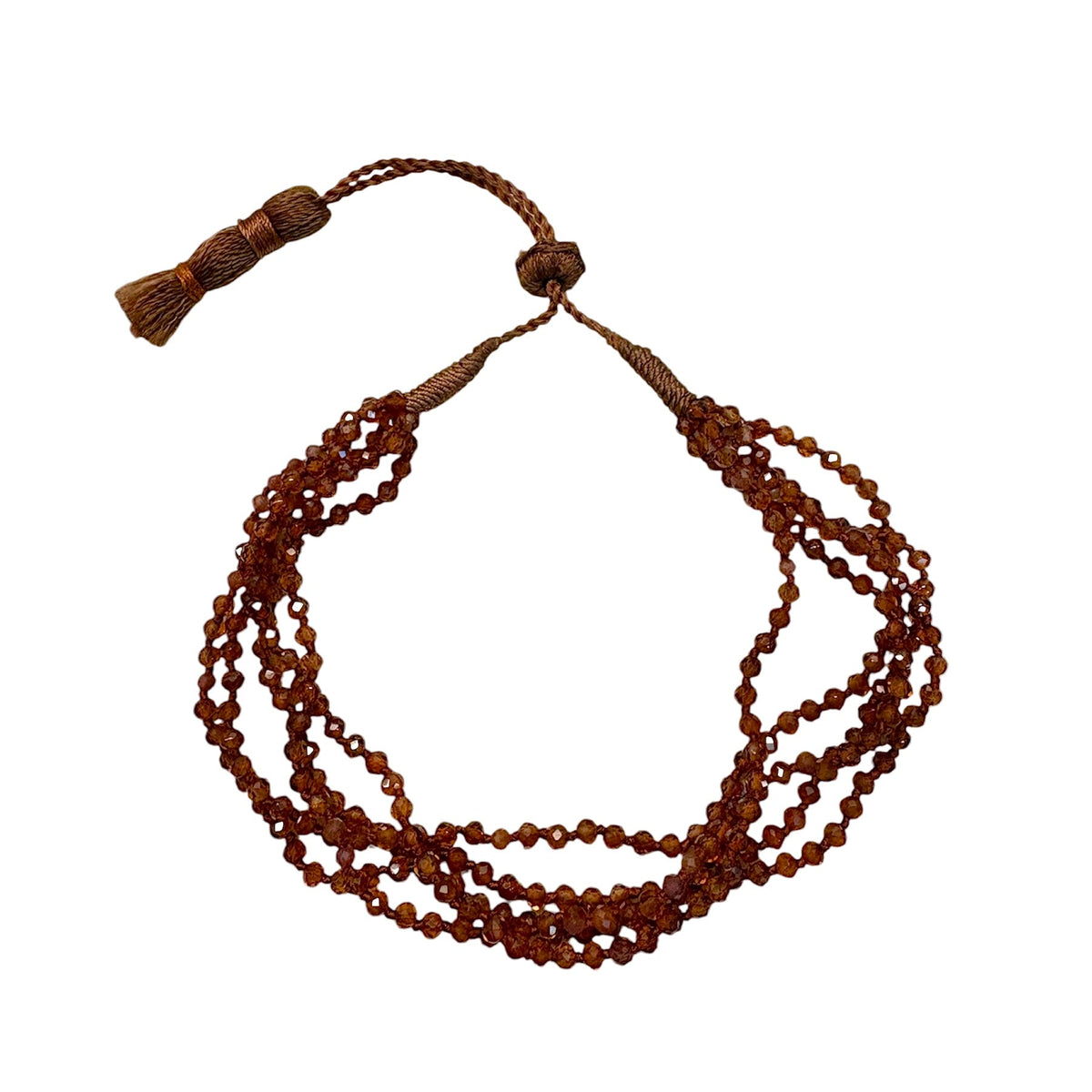 Multi-Stranded Hessonite Knotted Bracelet