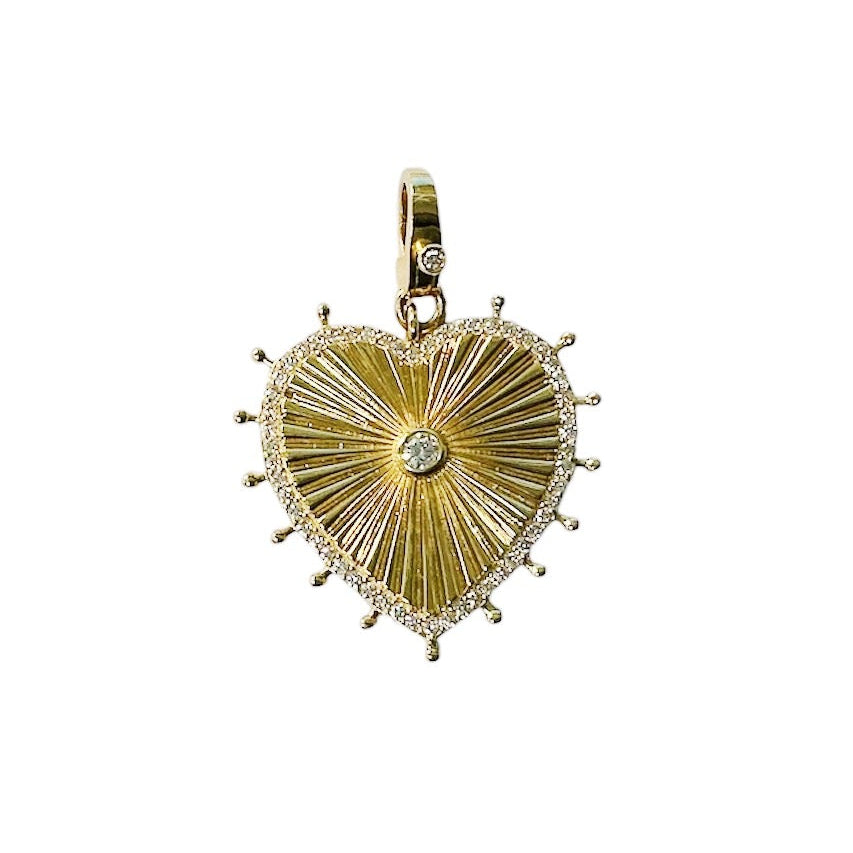 Fluted Gold Heart Pendant