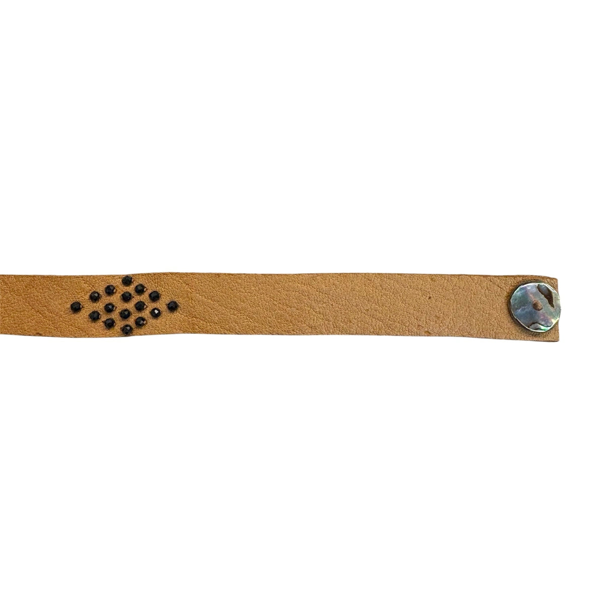 Black Spinel Leather Bracelet