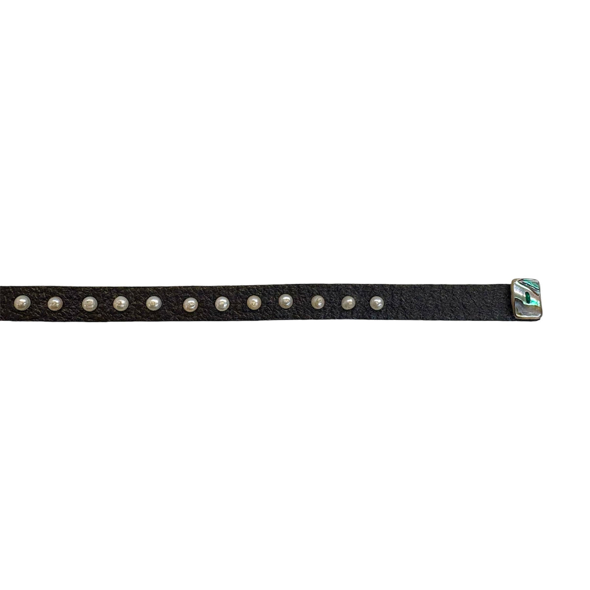 Pearl Chocolate Leather Bracelet