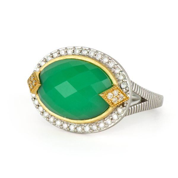 Lisse Oval Mixed Metal Chrysoprase Ring