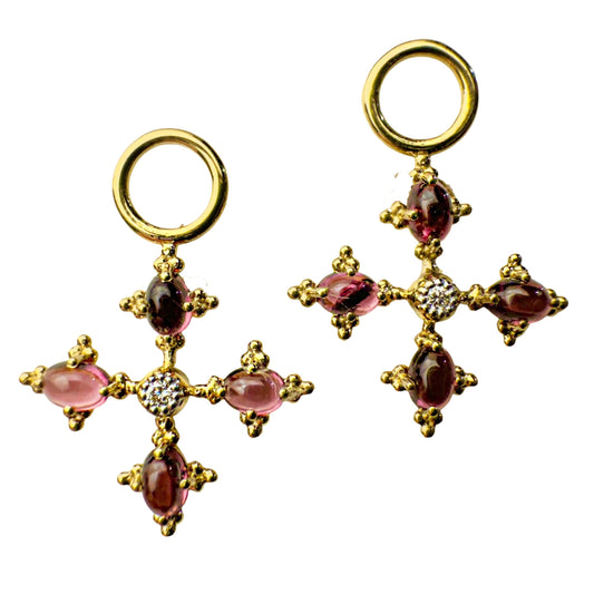 Rhodolite Garnet Cross Earring Charms