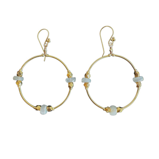 Milky Moonstone Vermeil Earrings