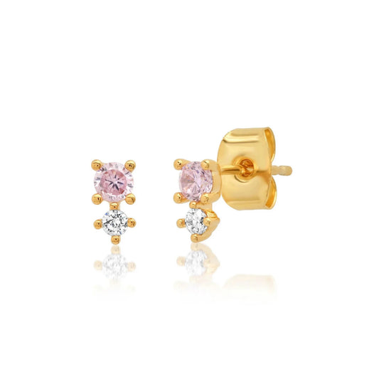 Pink CZ Drop Studs