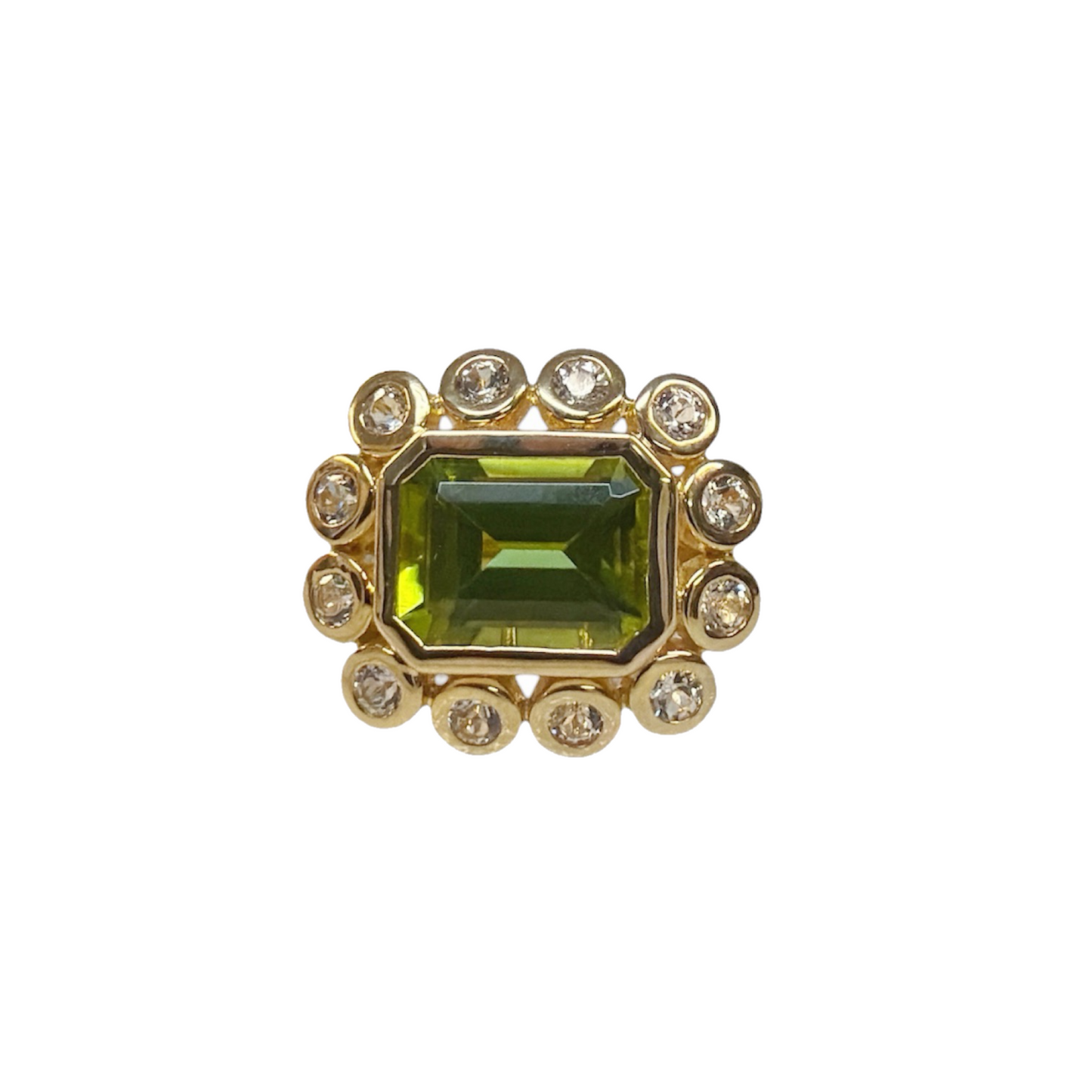 Peridot & White Topaz Flower Pinky Ring