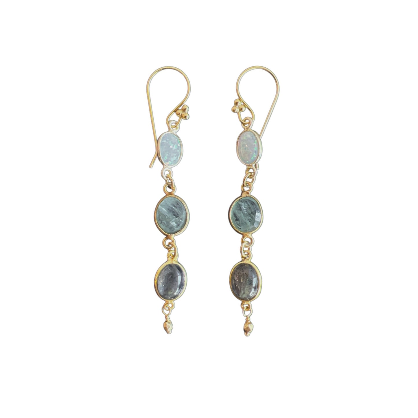 Long Mixed Stone Vermeil Earrings