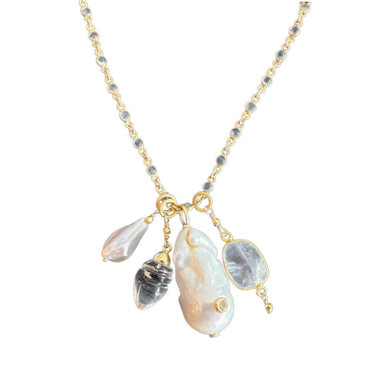 Vermeil Pearl Charm Necklace