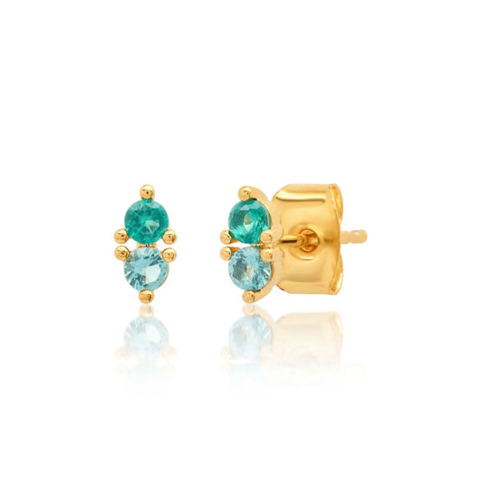 Emerald Green Double CZ Studs