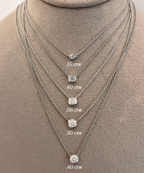 Emerald Cut Diamond Solitaire Necklace