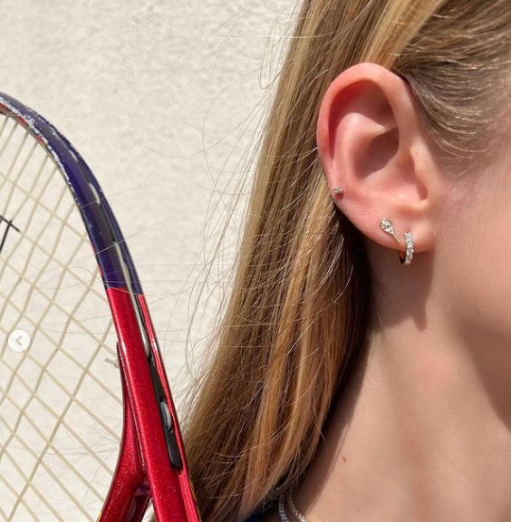 Diamond Tennis Racket Stud Earrings