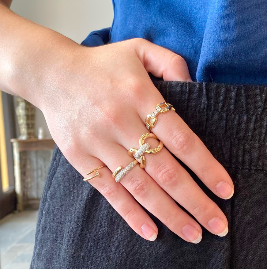 Chain Link with Diamonds Ring