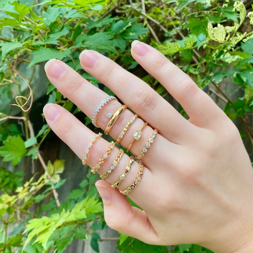 Bamboo Diamond Station Ring