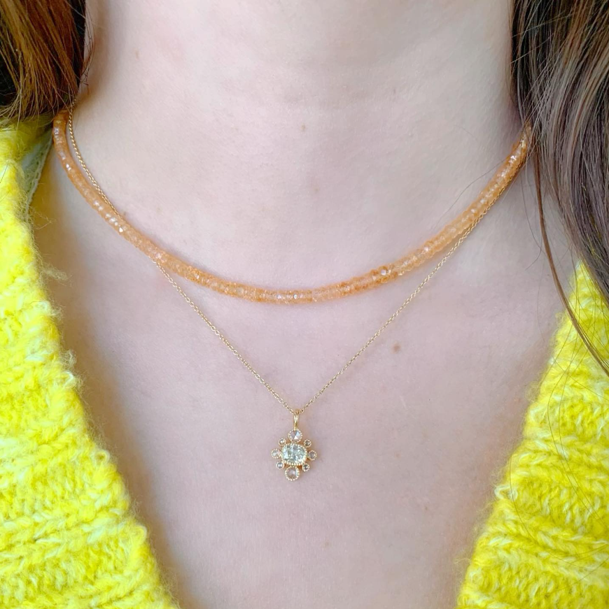 Old Mine Cut Diamond Necklace