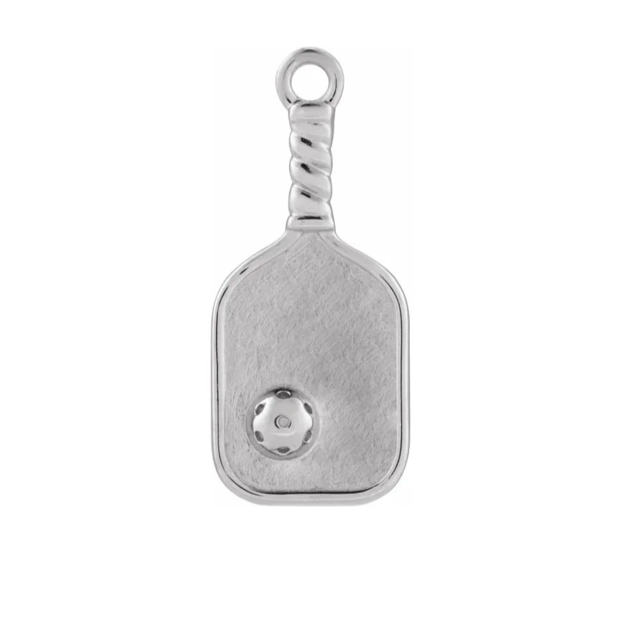 Silver Pickleball Paddle Charm