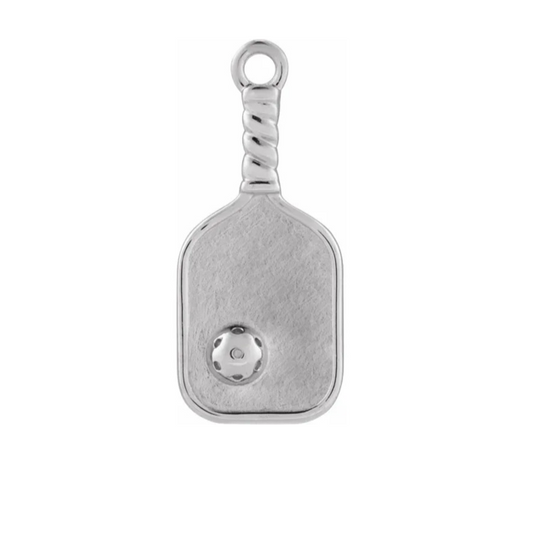 Silver Pickleball Paddle Charm