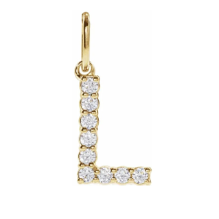 Lab Diamond Initial "L" Pendant