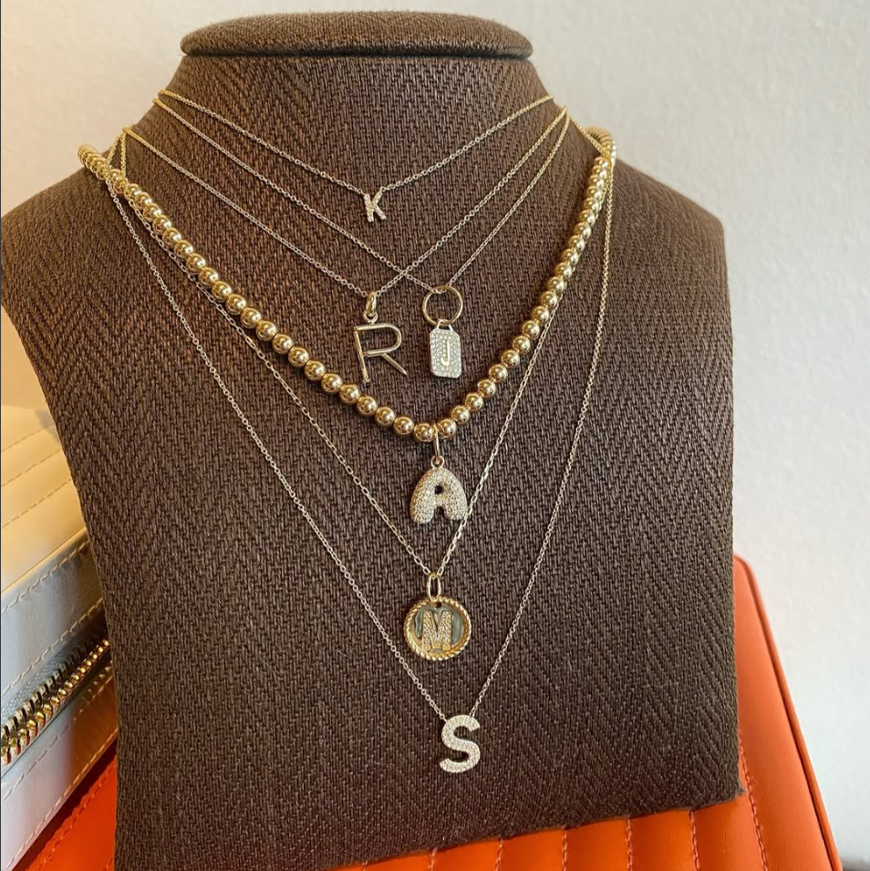 Pave Diamond "A" Bubble Letter Charm