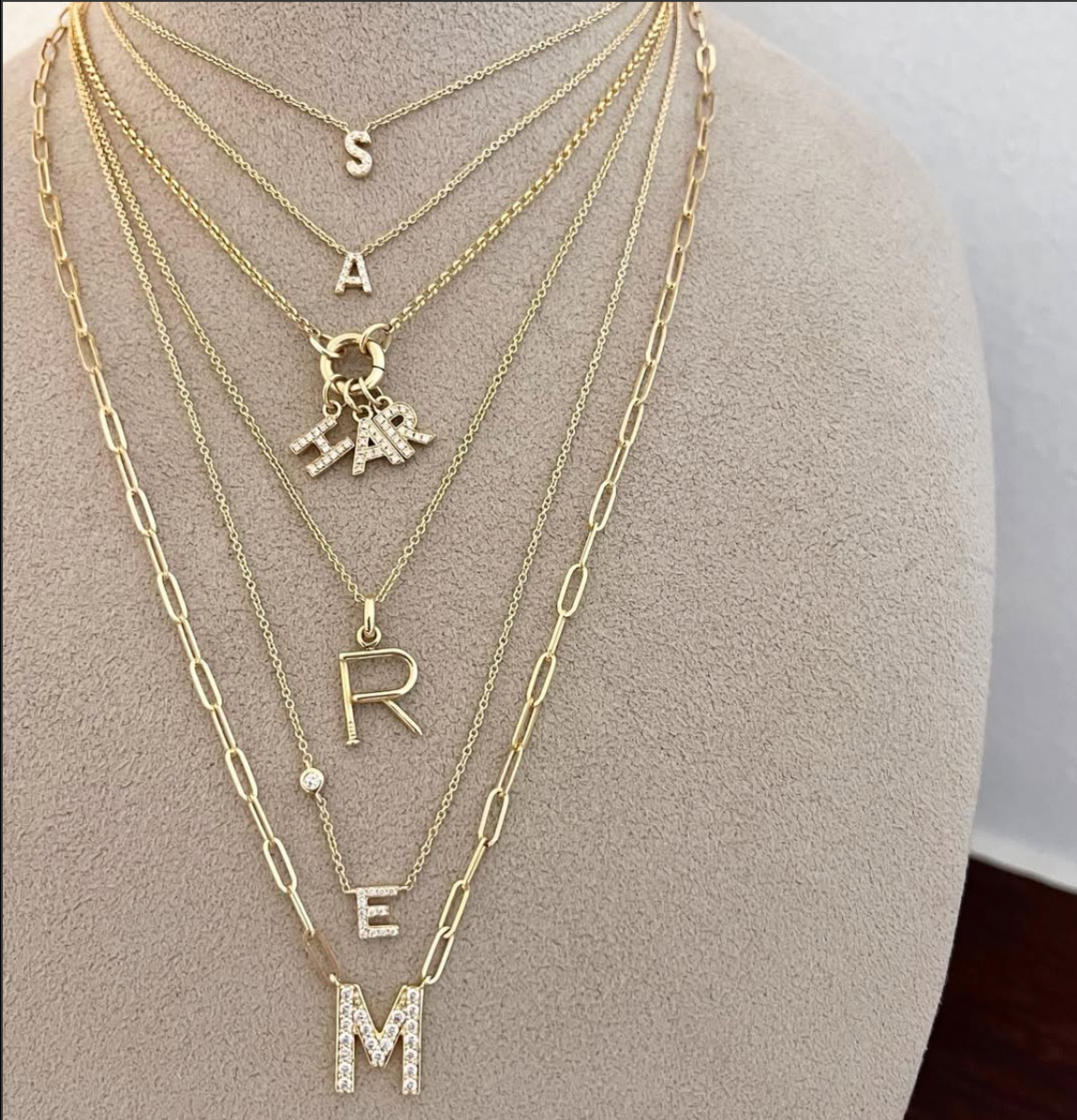 Nail Initial "R" Necklace
