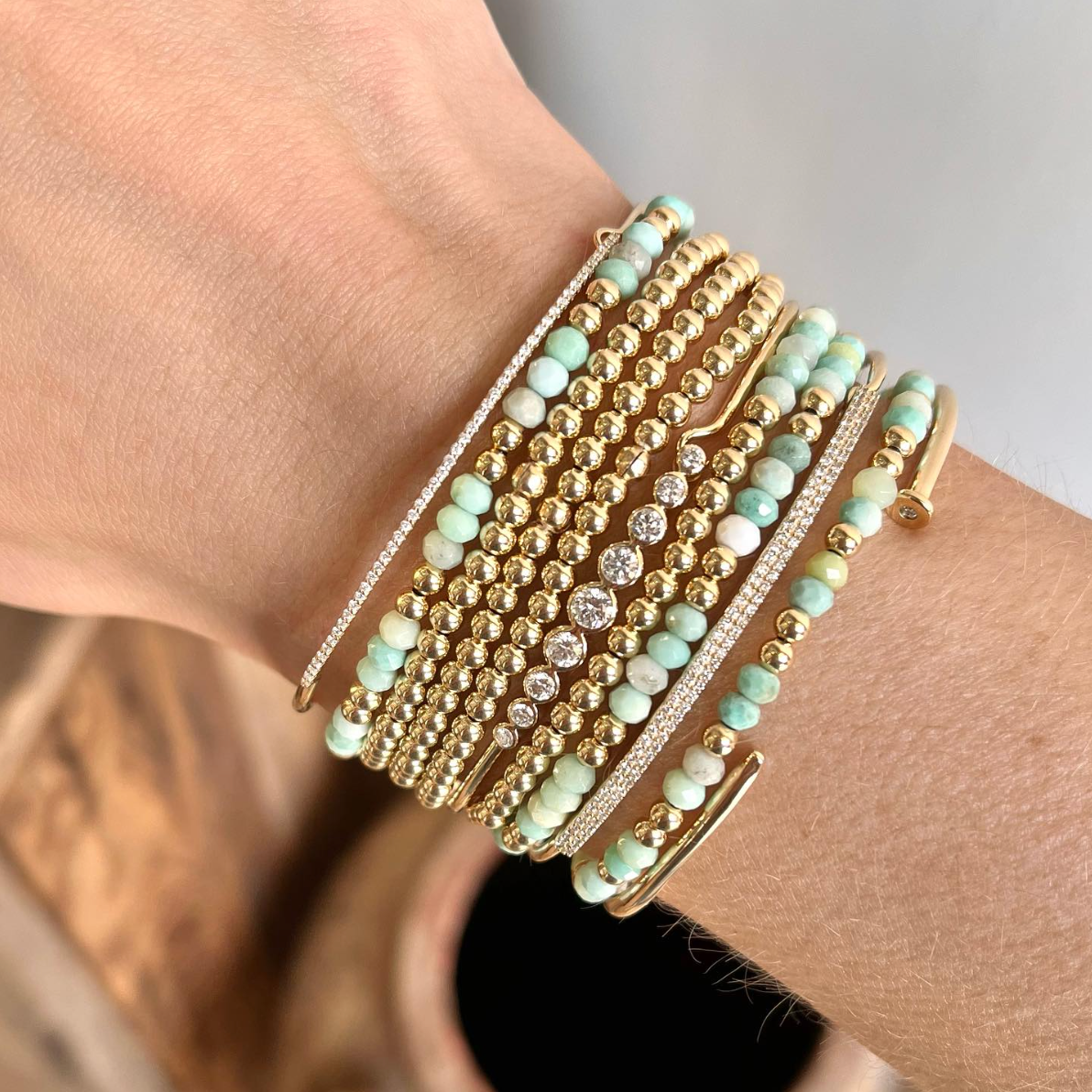 3mm Gold Bead Stretch Bracelet