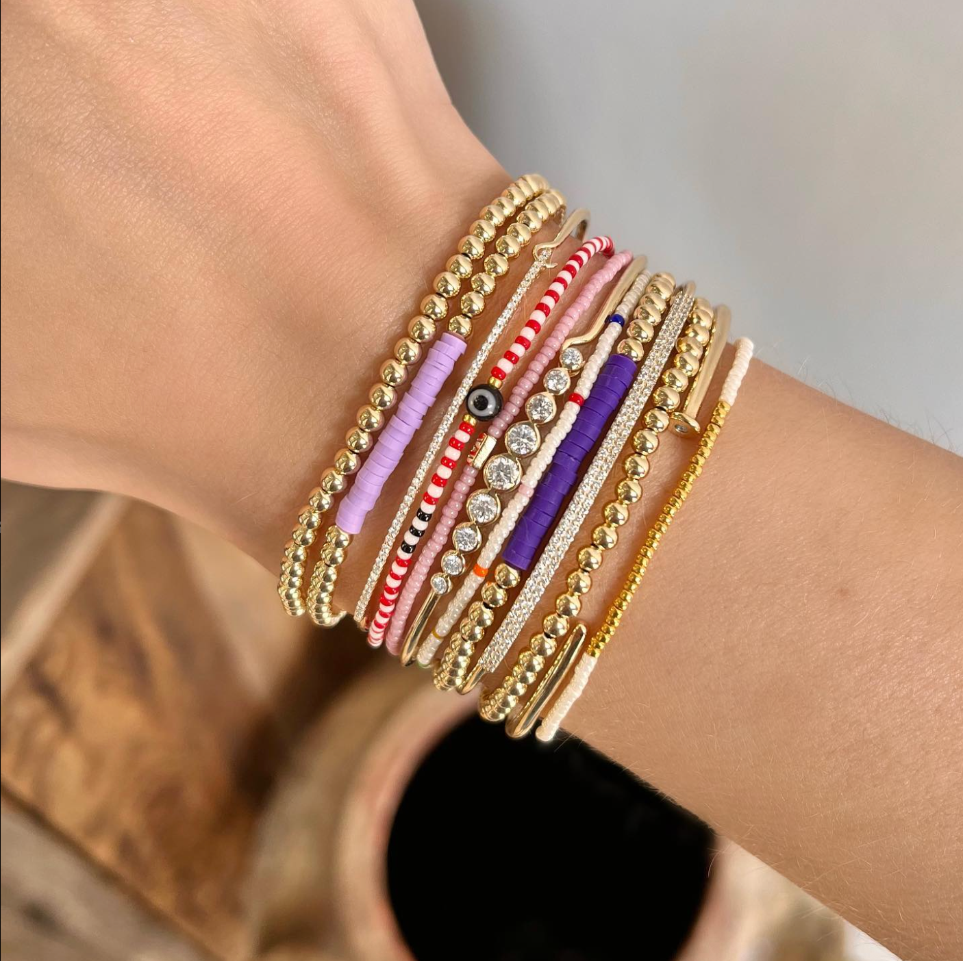 3mm Gold Bead Stretch Bracelet