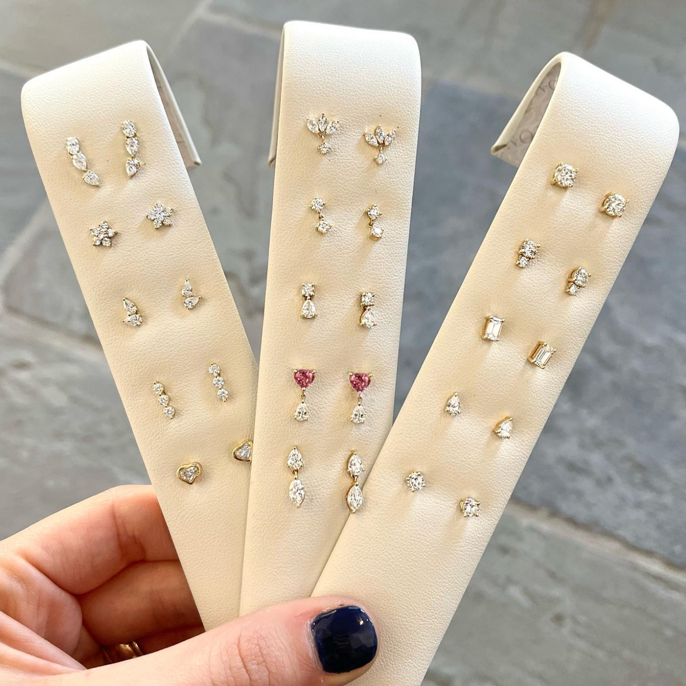 Five Petal Diamond Flower Stud Earrings