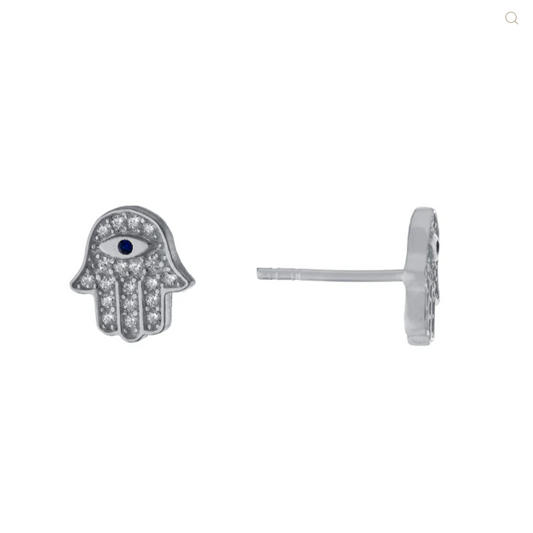 Silver Hamsa Studs