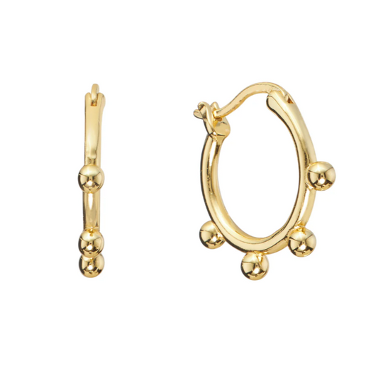 Gold Beaded Click Hoops