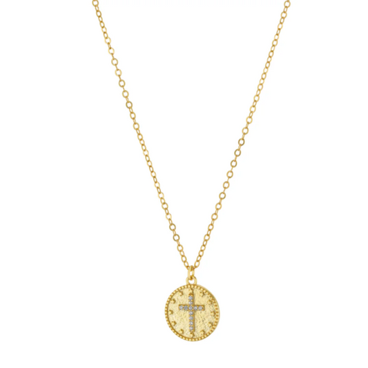 Round Matte Cross Necklace