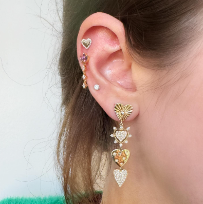 Multi Heart Drop Earrings