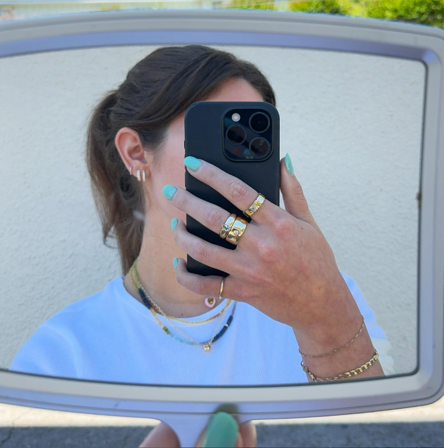 Thick Gold Band with Round Diamond