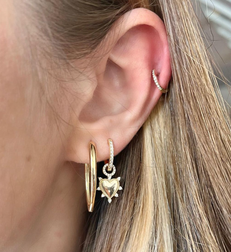 Gold Heart with Diamond Accent Earring Charms