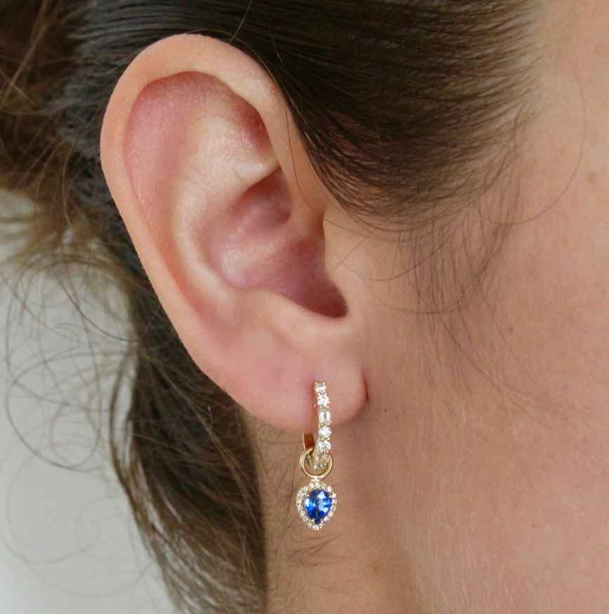 Baguette & Round Diamond Huggie Earrings