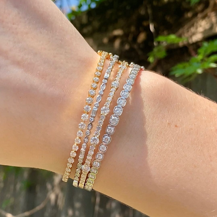 Baguette, Marquise, & Round Diamond Hinge Bracelet