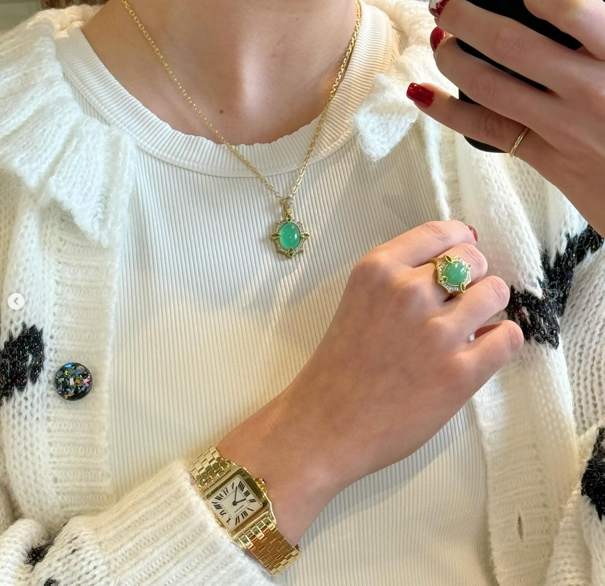 Moroccan Oval Chrysoprase Ring
