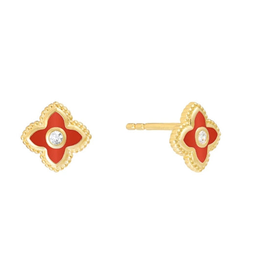 Vermeil + CZ Enamel Stud Earrings