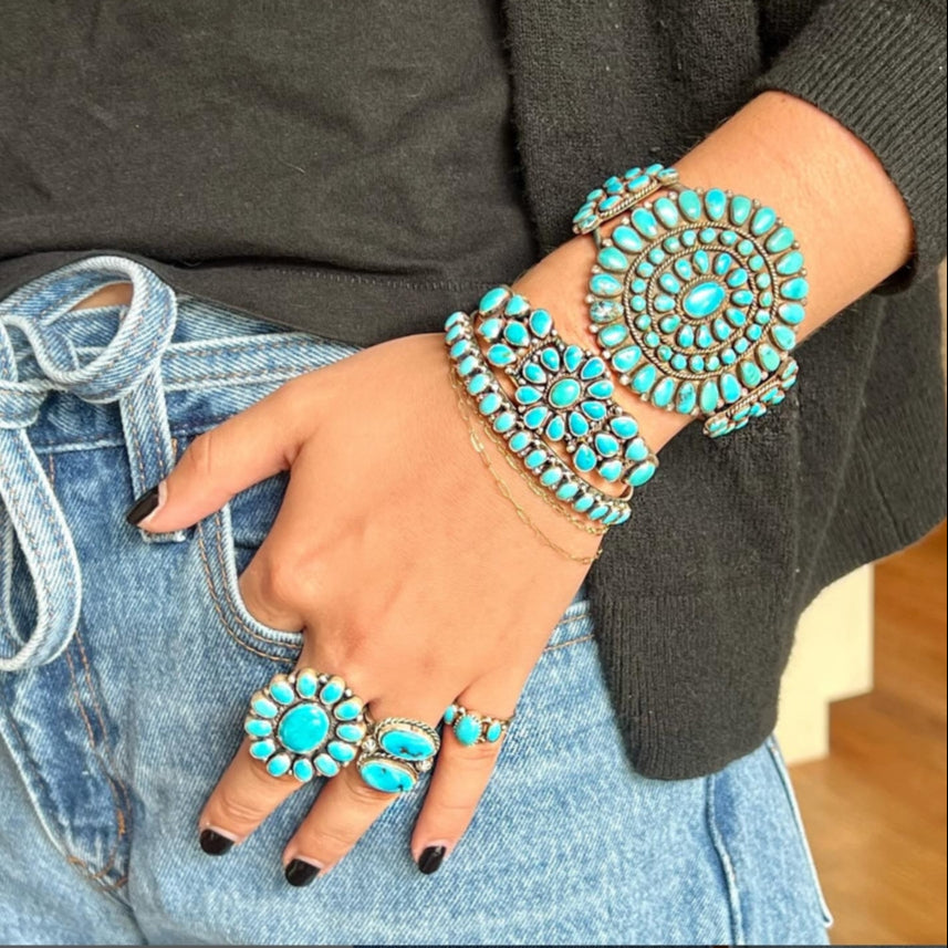 Double Kingman Turquoise Ring