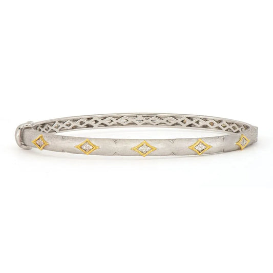 Mixed Metal Side Set Diamond Bangle