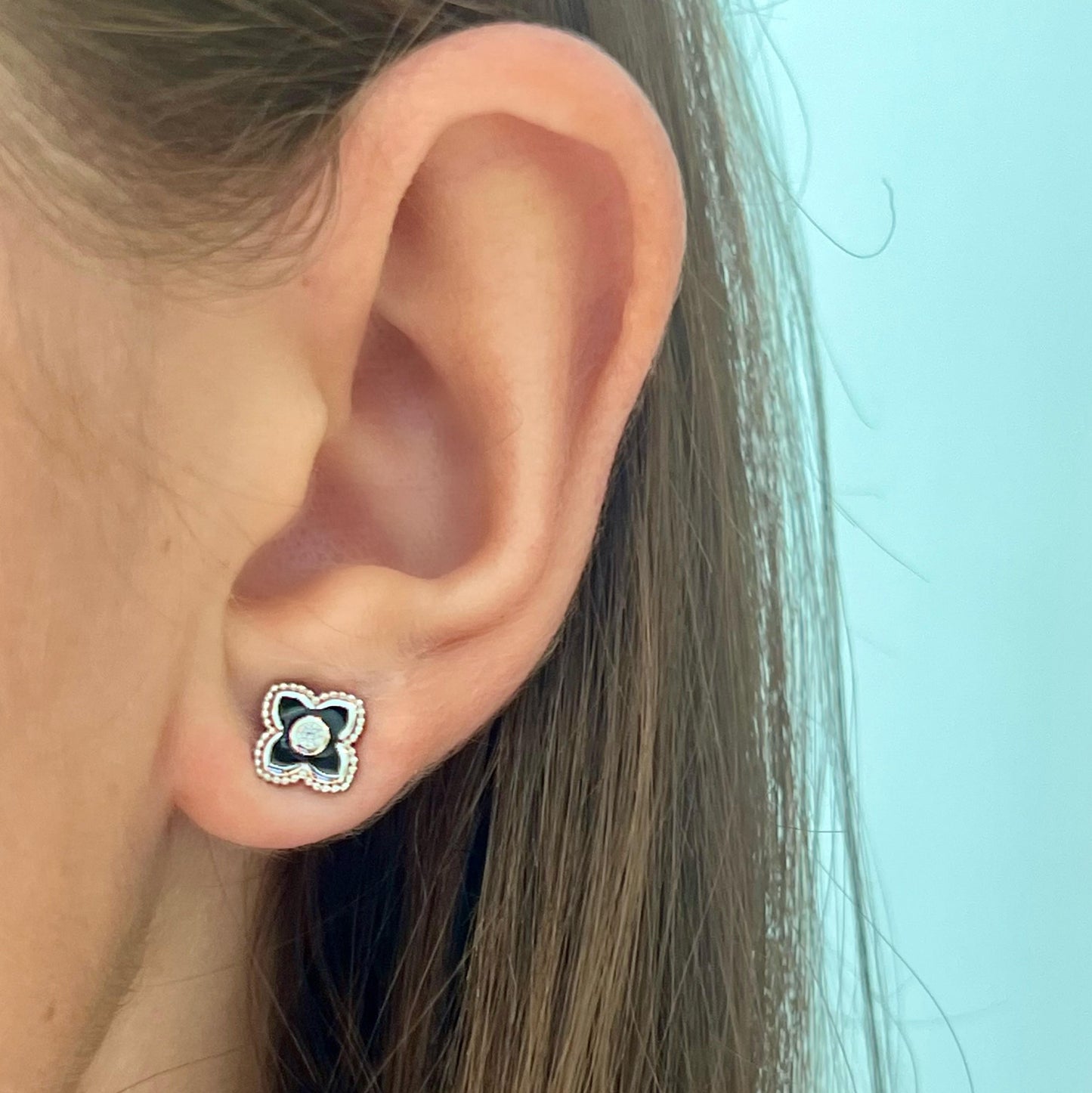 Black Flower Studs