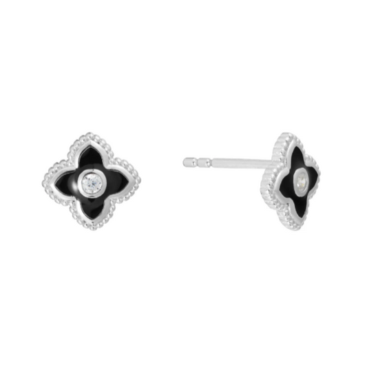 Black Flower Studs