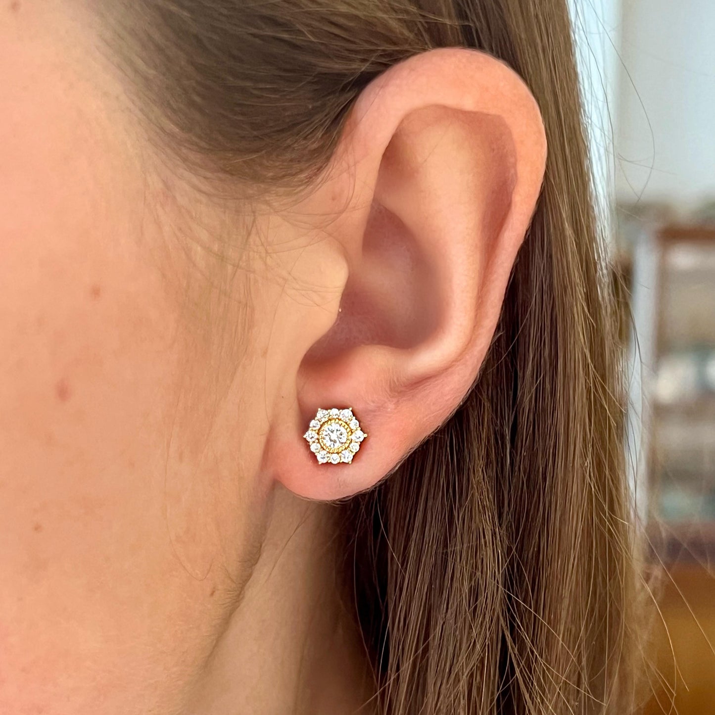 Diamond Flower Studs