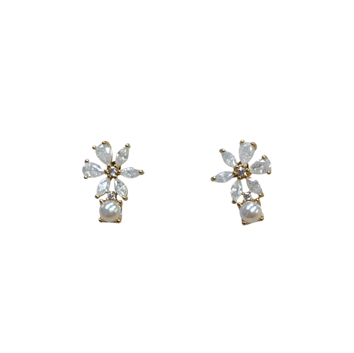 Flower Pearl Accent Stud Earring