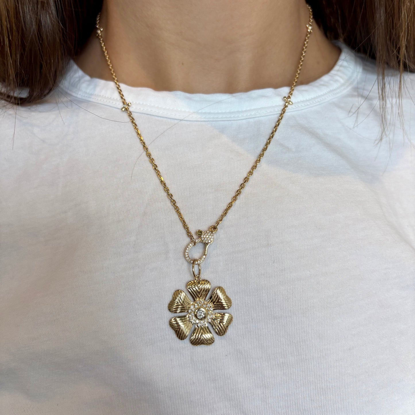 Diamond Flower Pendant
