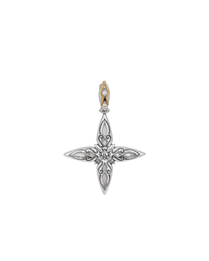 Sterling Silver & Yellow Agate Cross Pendant
