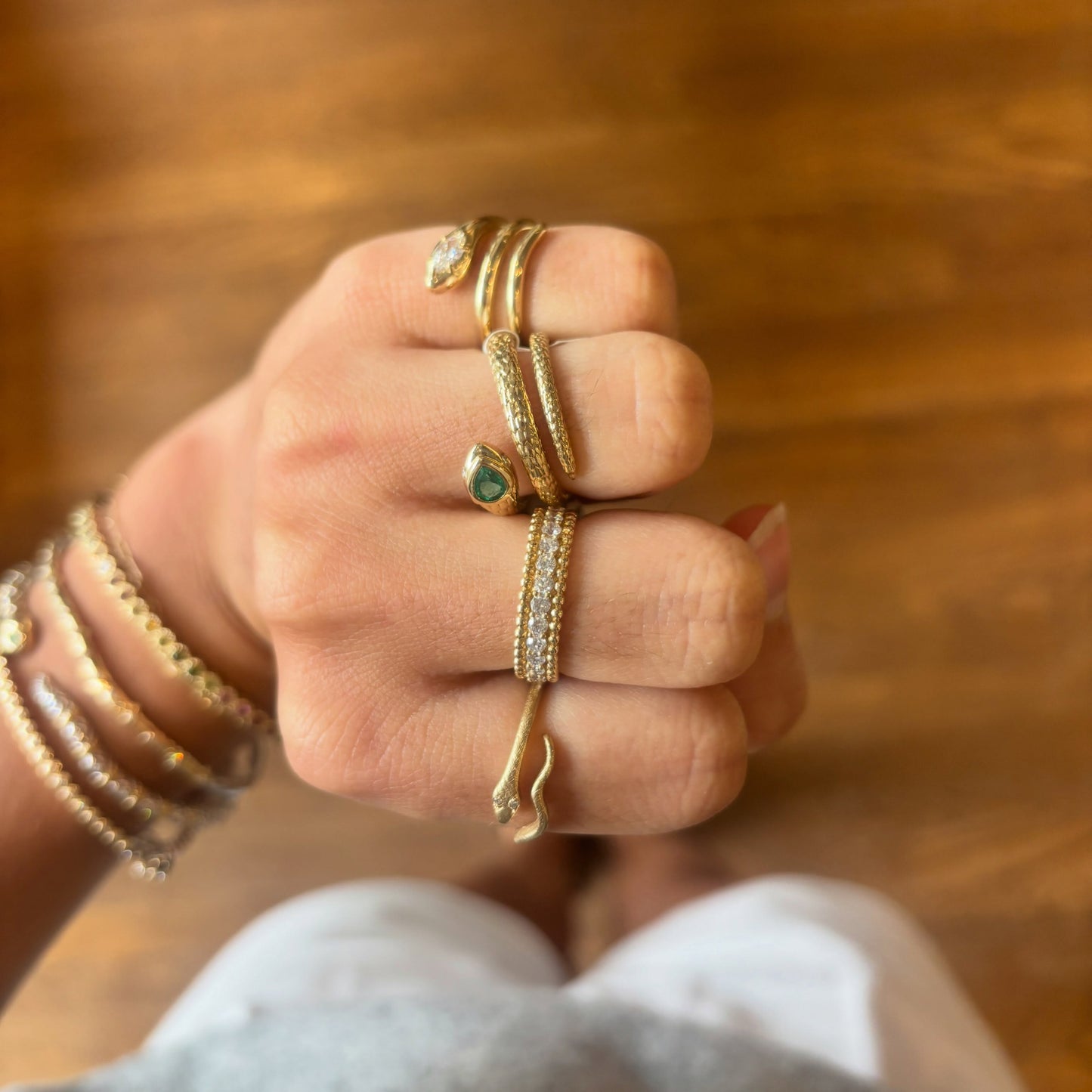 Snake Ring with Diamond Eyes