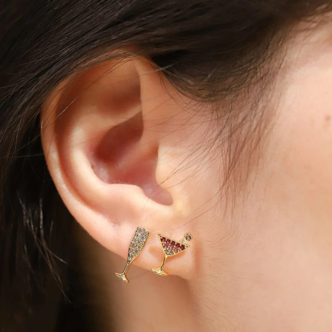 Pink Martini Glass Studs