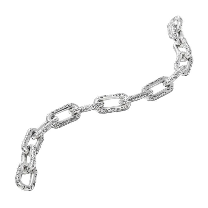 Sterling Silver Floral Link Bracelet