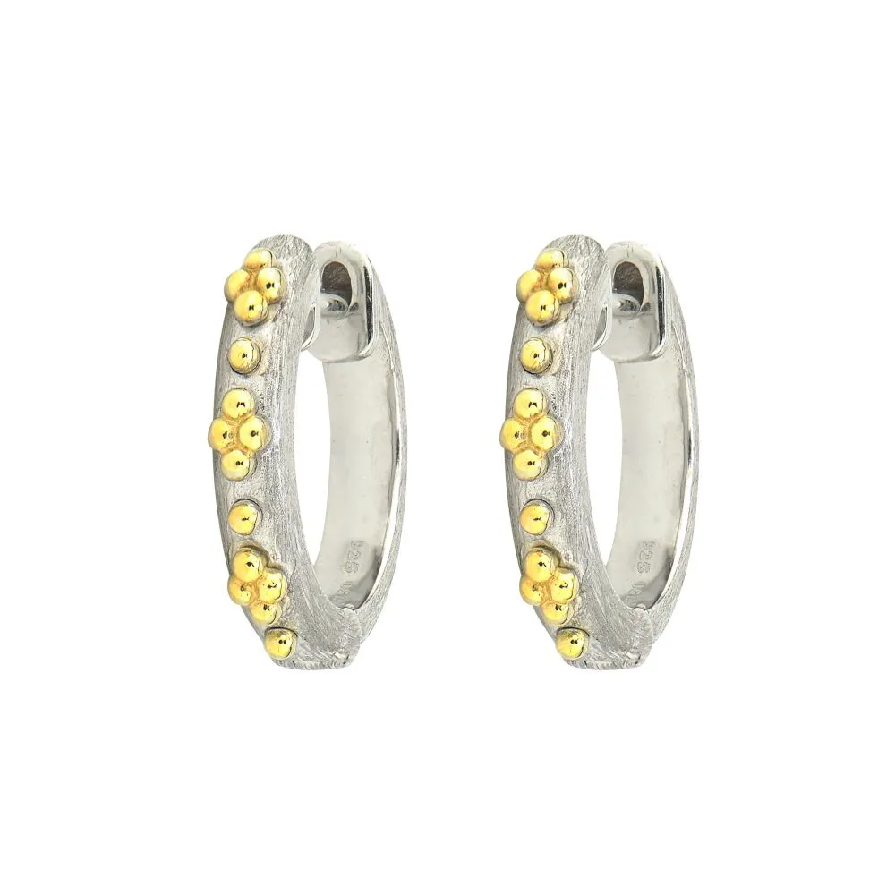 Small Mixed Metal Beaded Quad Hoop Earrings